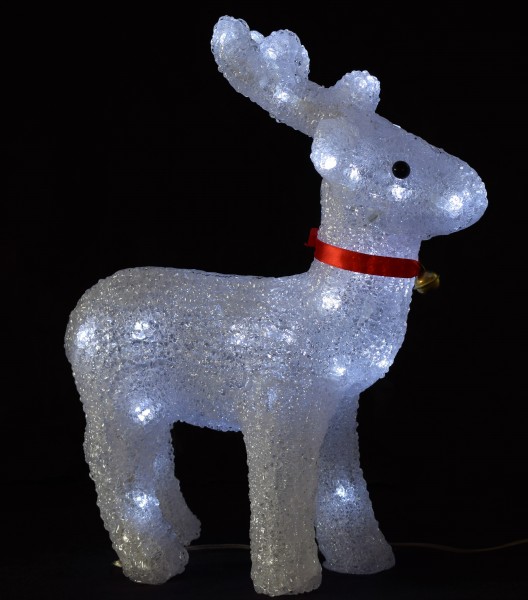 LED Acryl Figur Rentier Weihnachtsdeko kaltweiss